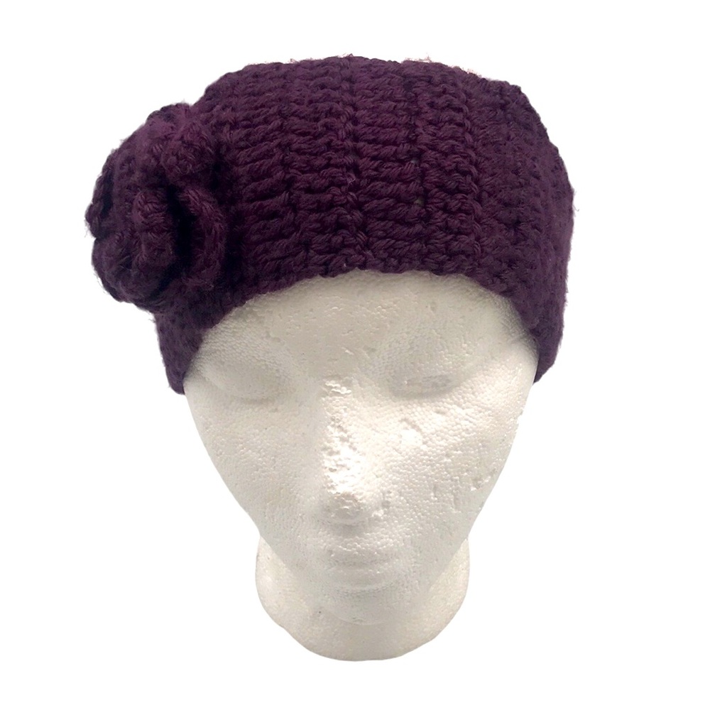 Handmade Purple Winter Knitted Crochet Headband One Size